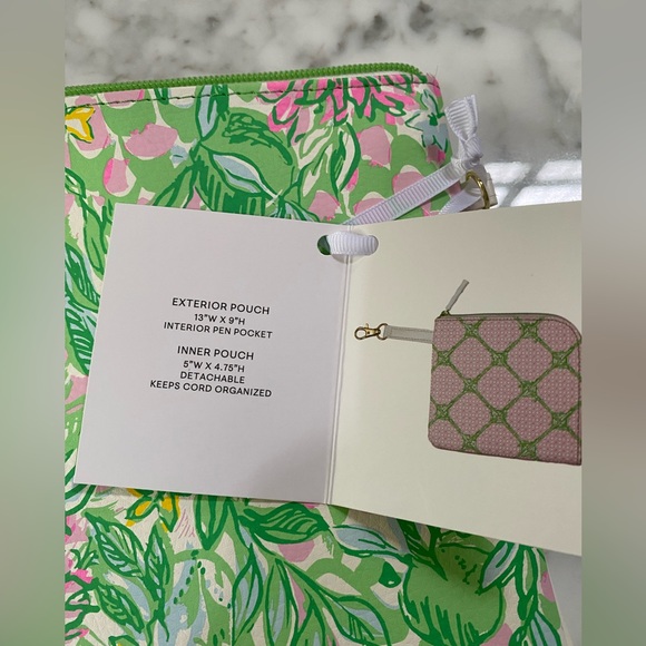 Lilly Pulitzer Vibrant Green and Pink Leafy Tech Pouch - Picture 5 of 7